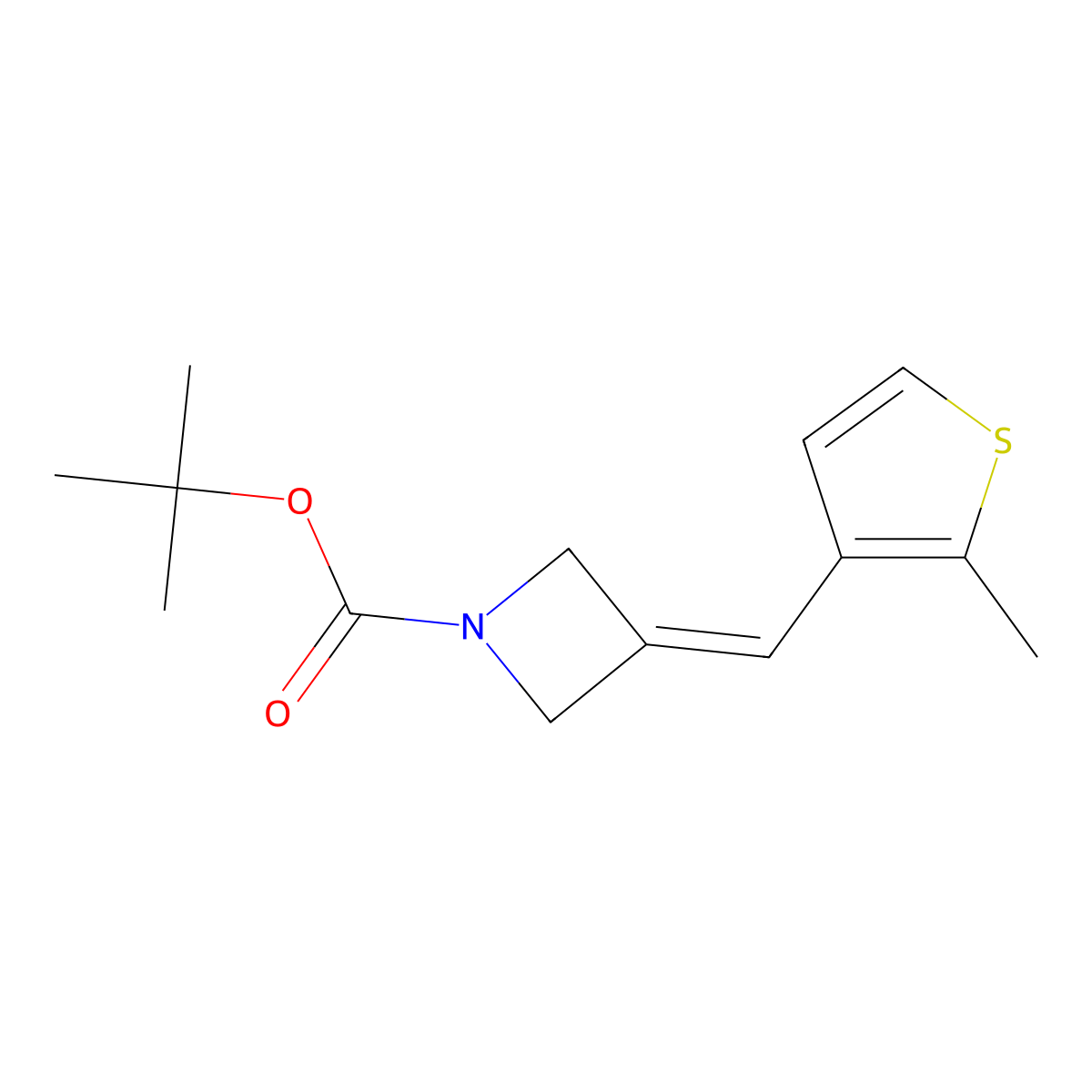 Tert-butyl 3-[(2-methylthiophen-3-yl)methylidene]azetidine-1-carboxylate molecular structure, CAS 2137618-95-0
