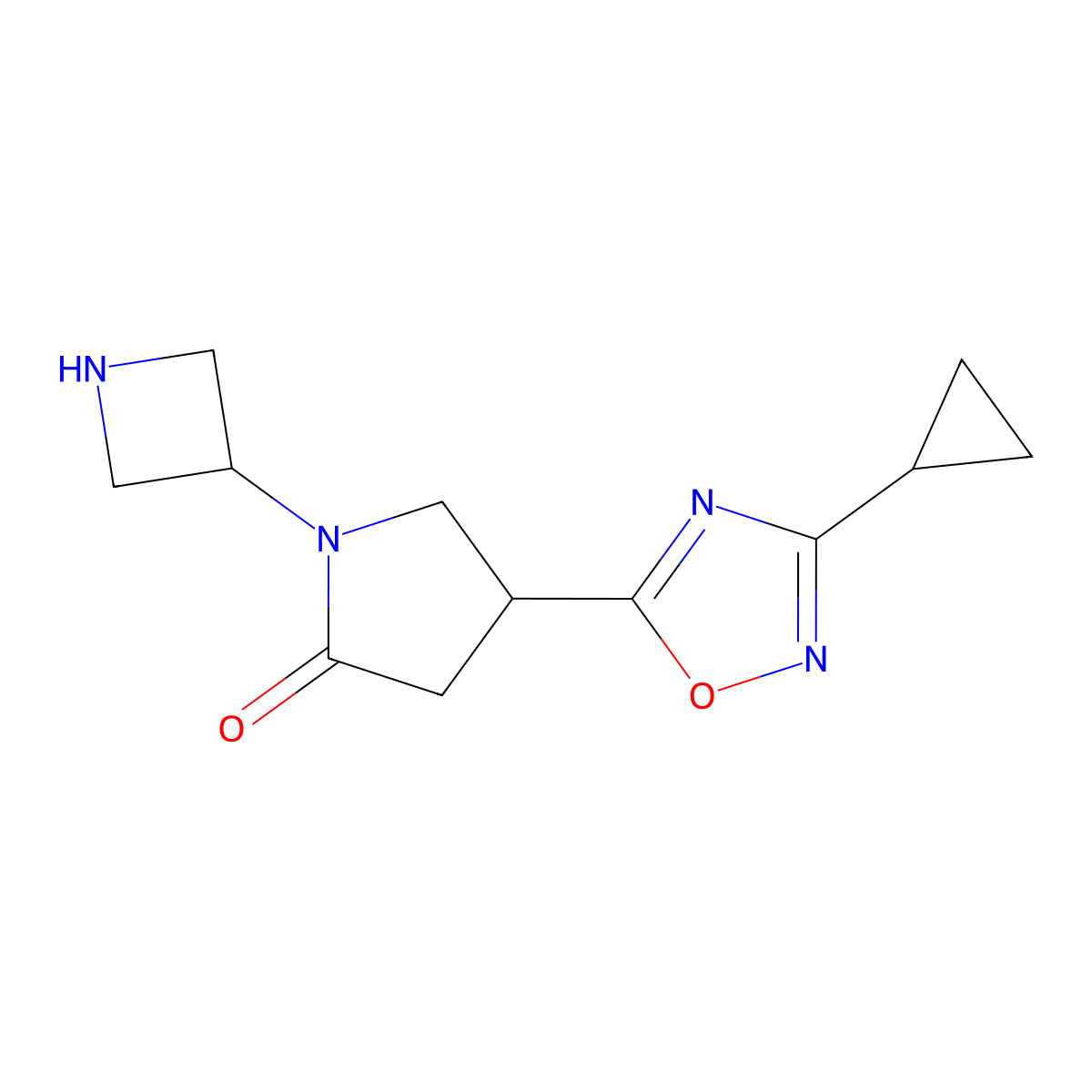 1-(Azetidin-3-yl)-4-(3-cyclopropyl-1,2,4-oxadiazol-5-yl)pyrrolidin-2-one molecular structure, CAS 2137619-34-0