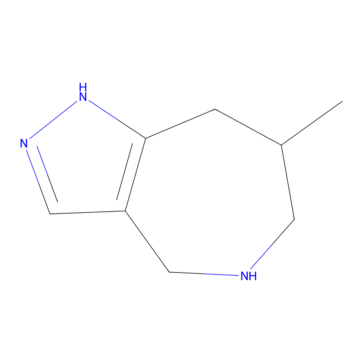 7-methyl-1H,4H,5H,6H,7H,8H-pyrazolo[4,3-c]azepine molecular structure, CAS 2137619-39-5