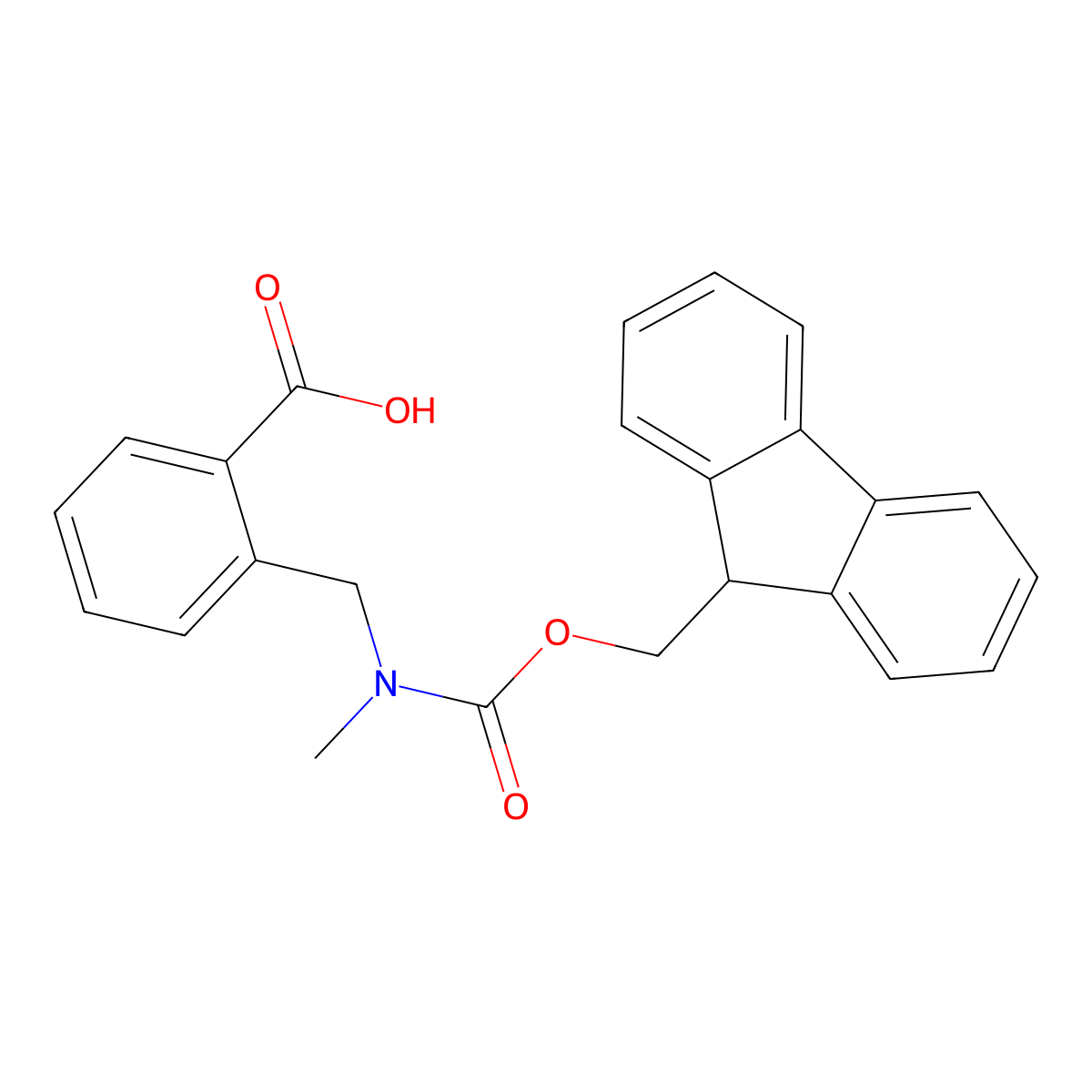 2-[({[(9H-fluoren-9-yl)methoxy]carbonyl}(methyl)amino)methyl]benzoic acid molecular structure, CAS 2137619-96-4