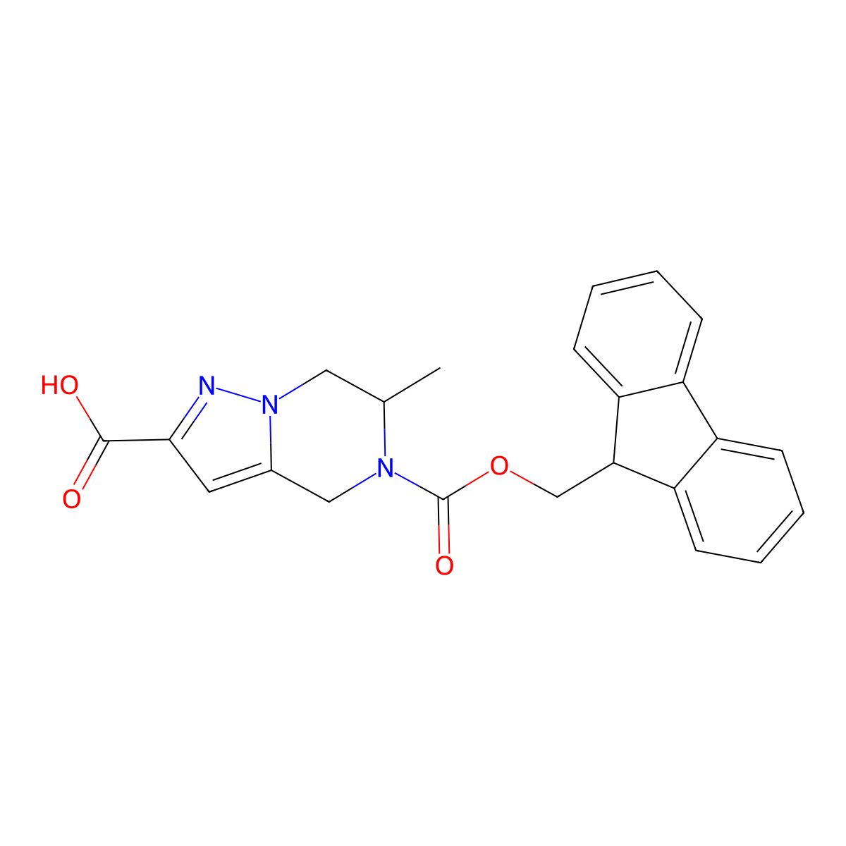 5-{[(9H-fluoren-9-yl)methoxy]carbonyl}-6-methyl-4H,5H,6H,7H-pyrazolo[1,5-a]pyrazine-2-carboxylic acid molecular structure, CAS 2137620-19-8