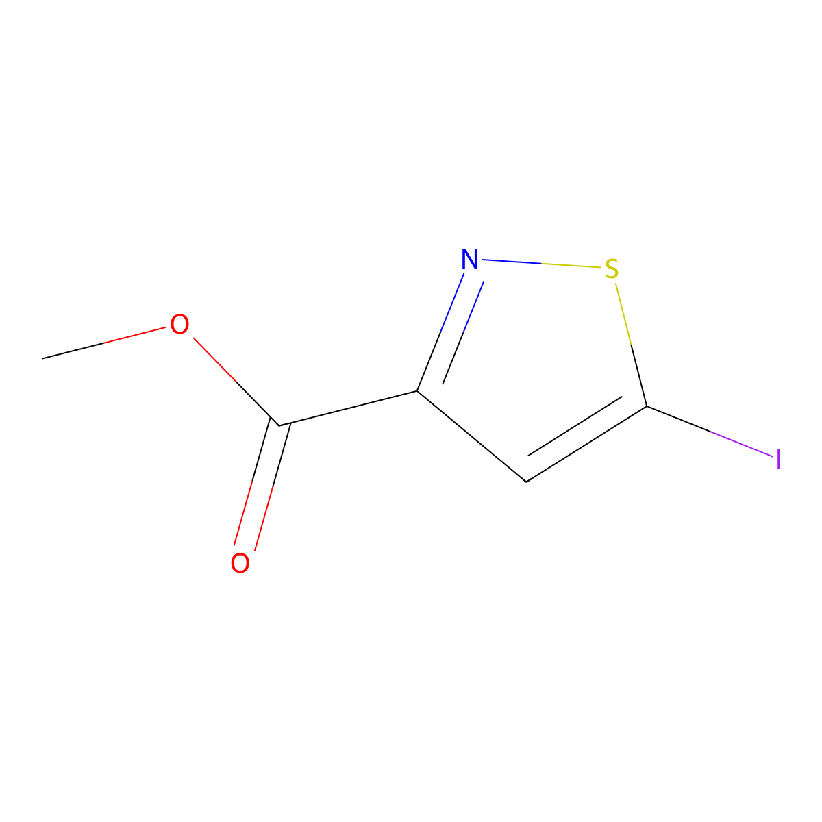 Methyl 5-iodo-1,2-thiazole-3-carboxylate molecular structure, CAS 2137620-36-9