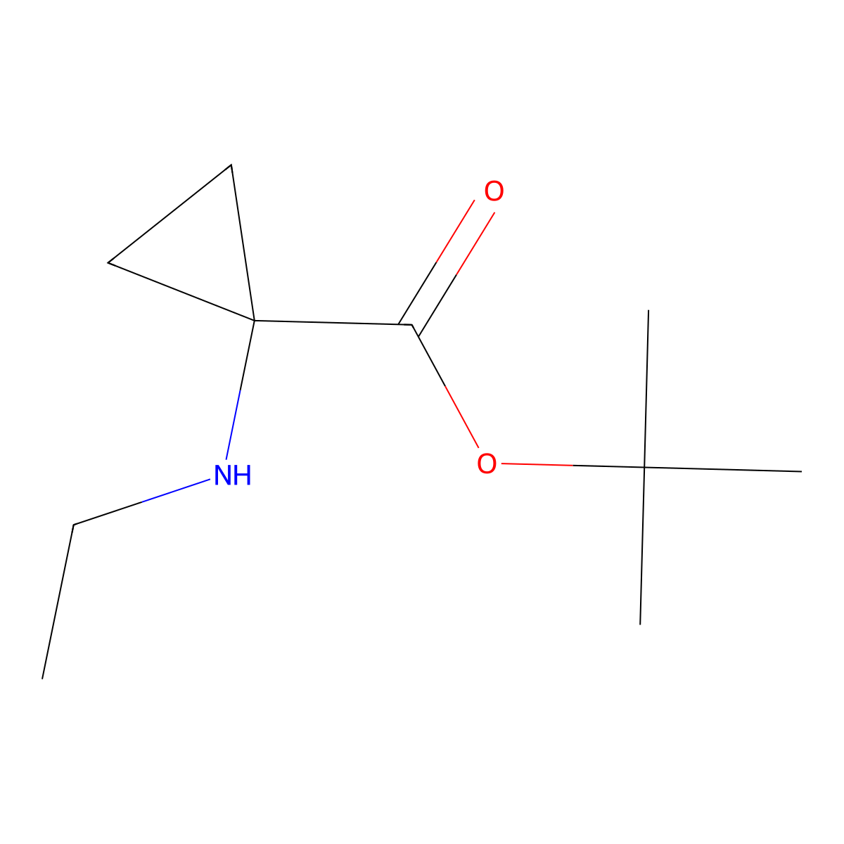 Tert-butyl 1-(ethylamino)cyclopropane-1-carboxylate molecular structure, CAS 2137621-73-7