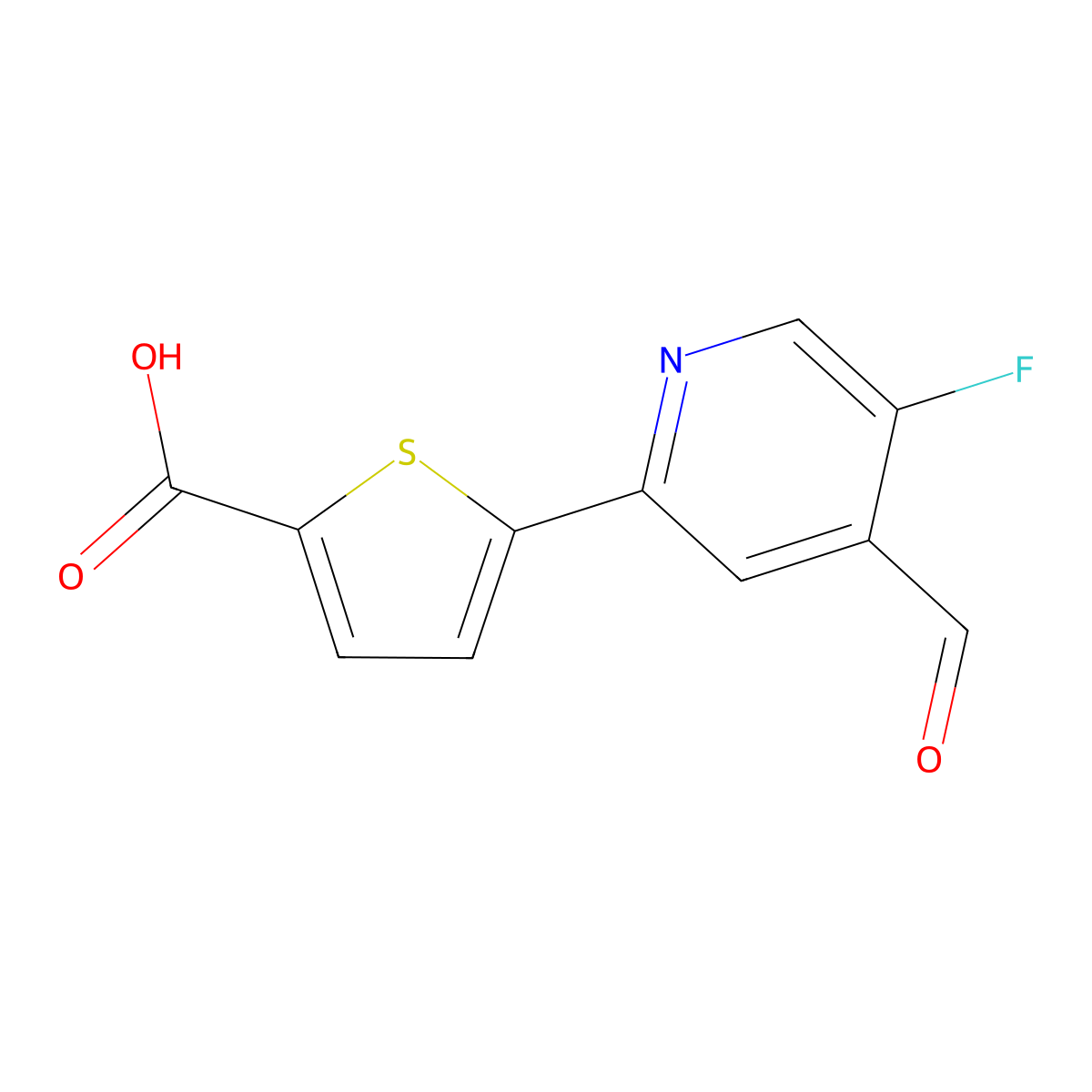 5-(5-Fluoro-4-formylpyridin-2-yl)thiophene-2-carboxylic acid molecular structure, CAS 2137622-14-9