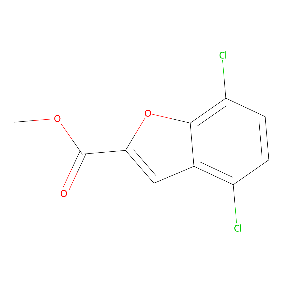 Methyl 4,7-dichloro-1-benzofuran-2-carboxylate molecular structure, CAS 2137622-67-2