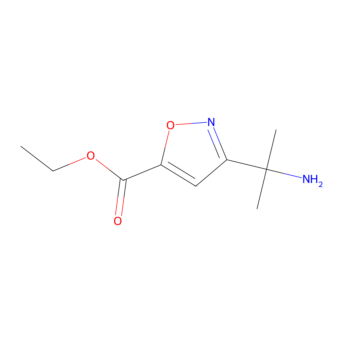 Ethyl 3-(2-aminopropan-2-yl)-1,2-oxazole-5-carboxylate molecular structure, CAS 2137623-99-3