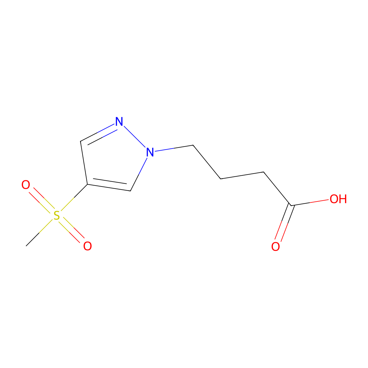 4-(4-methanesulfonyl-1H-pyrazol-1-yl)butanoic acid molecular structure, CAS 2137625-53-5