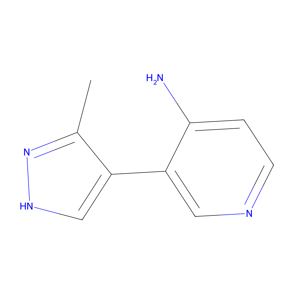3-(3-methyl-1H-pyrazol-4-yl)pyridin-4-amine molecular structure, CAS 2137626-97-0