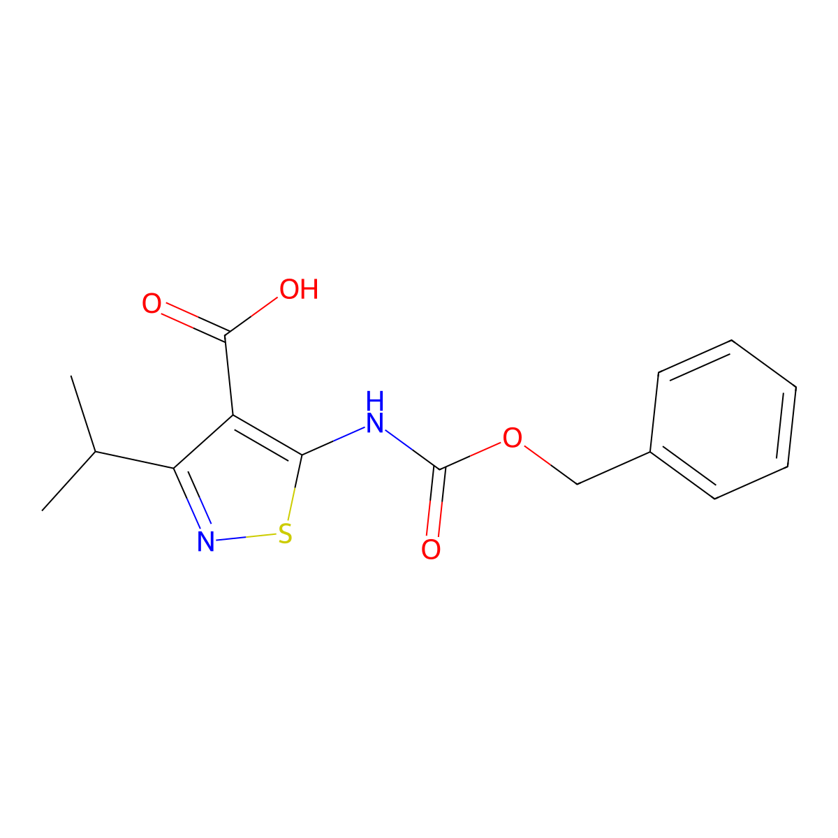 5-{[(Benzyloxy)carbonyl]amino}-3-(propan-2-yl)-1,2-thiazole-4-carboxylic acid molecular structure, CAS 2137627-44-0