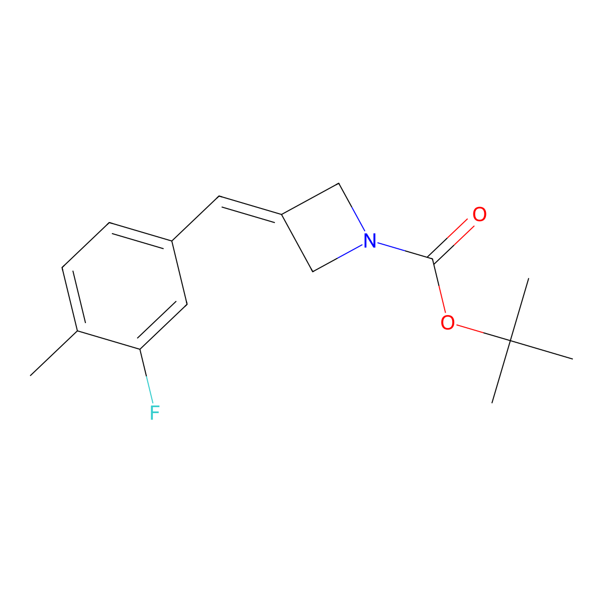 Tert-butyl 3-[(3-fluoro-4-methylphenyl)methylidene]azetidine-1-carboxylate molecular structure, CAS 2137627-47-3