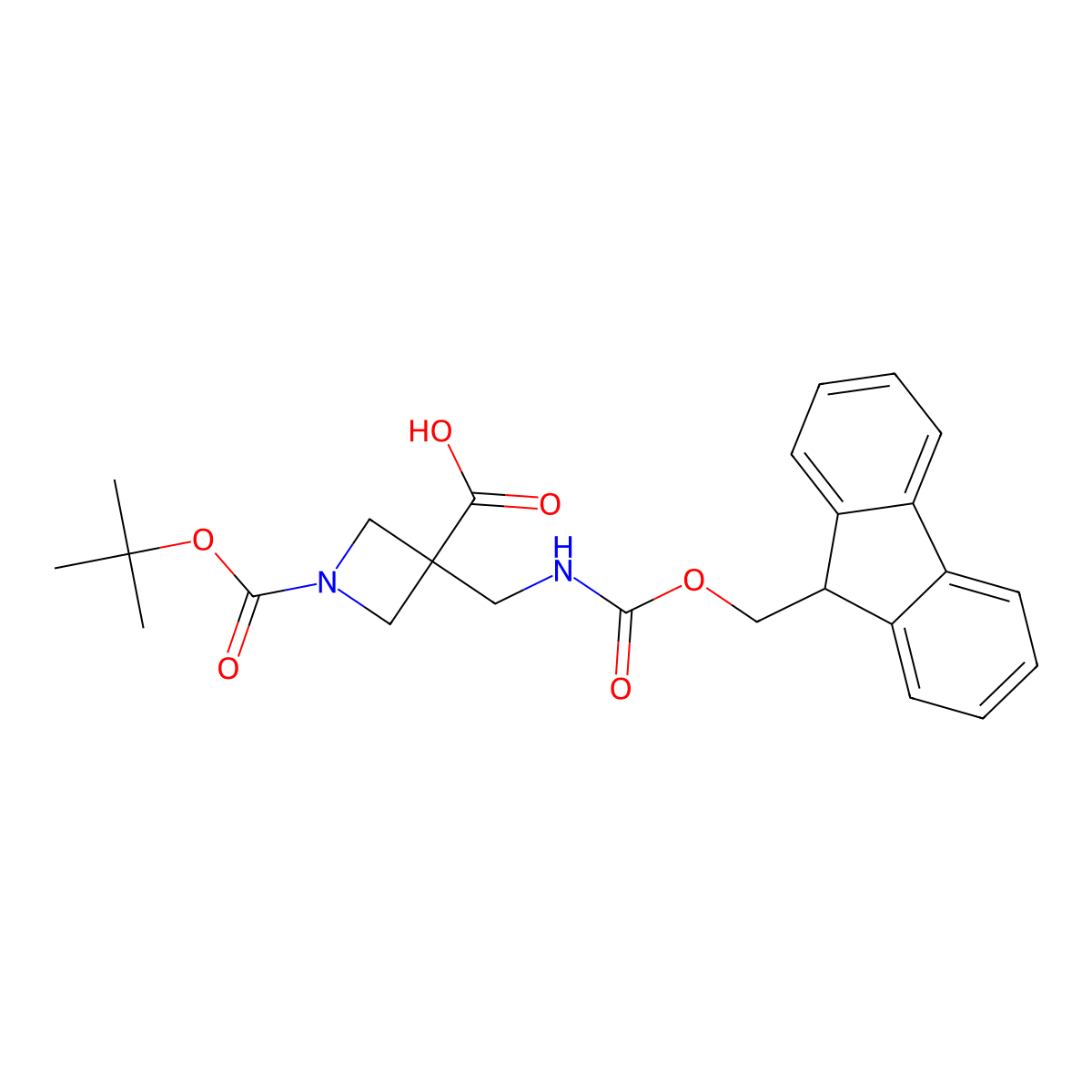 1-[(tert-butoxy)carbonyl]-3-[({[(9H-fluoren-9-yl)methoxy]carbonyl}amino)methyl]azetidine-3-carboxylic acid molecular structure, CAS 2137627-91-7