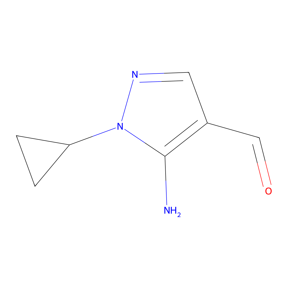 5-amino-1-cyclopropyl-1H-pyrazole-4-carbaldehyde molecular structure, CAS 2137628-45-4