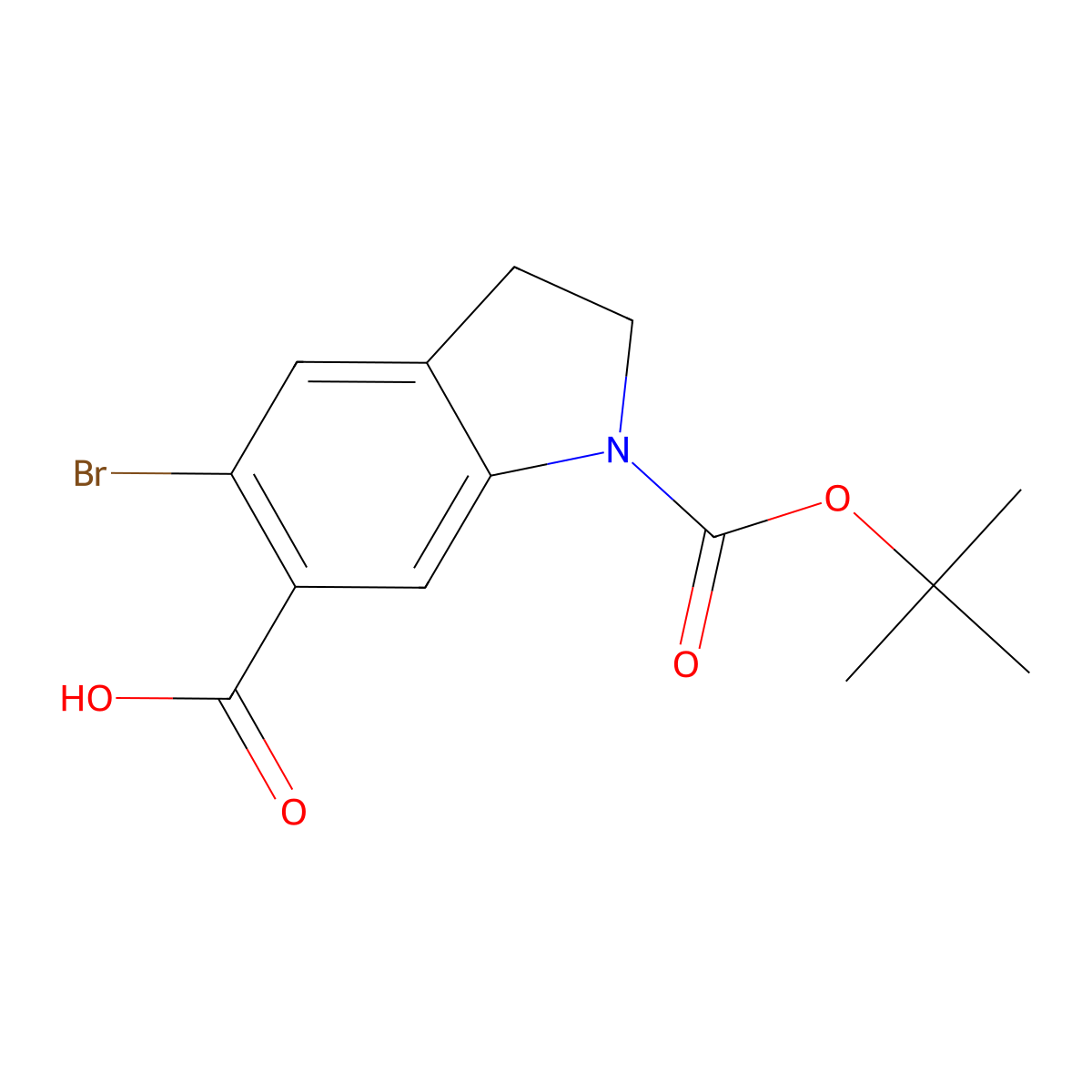 5-bromo-1-[(tert-butoxy)carbonyl]-2,3-dihydro-1H-indole-6-carboxylic acid molecular structure, CAS 2137628-66-9
