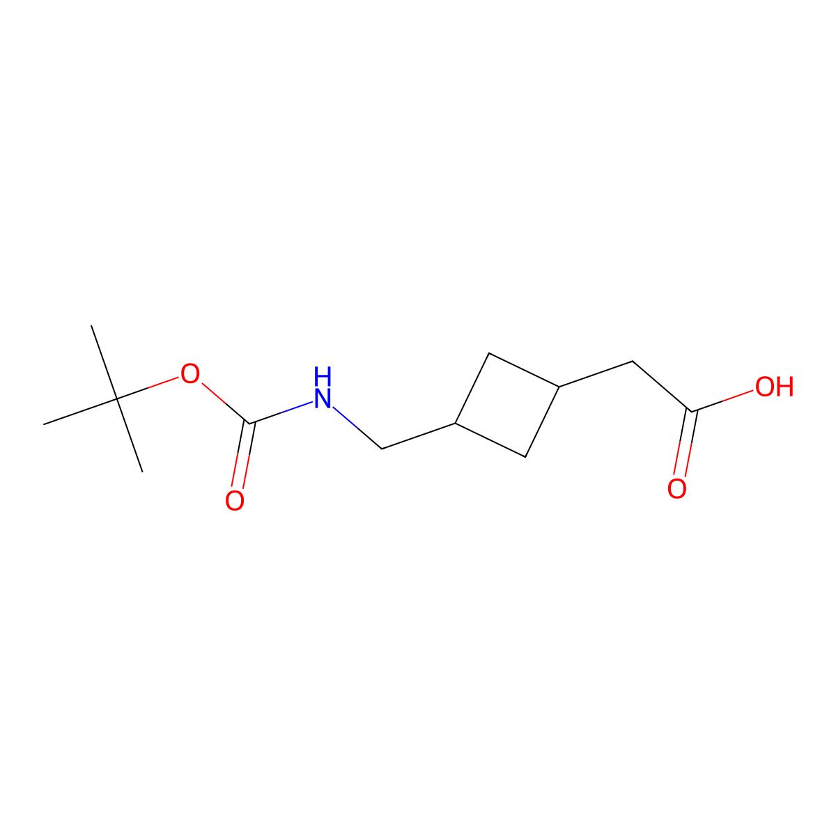 2-[3-({[(Tert-butoxy)carbonyl]amino}methyl)cyclobutyl]acetic acid molecular structure, CAS 2137628-75-0