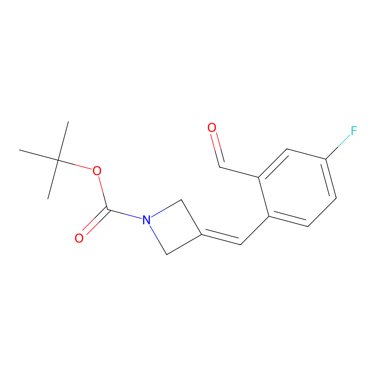 Tert-butyl 3-[(4-fluoro-2-formylphenyl)methylidene]azetidine-1-carboxylate molecular structure, CAS 2137628-90-9