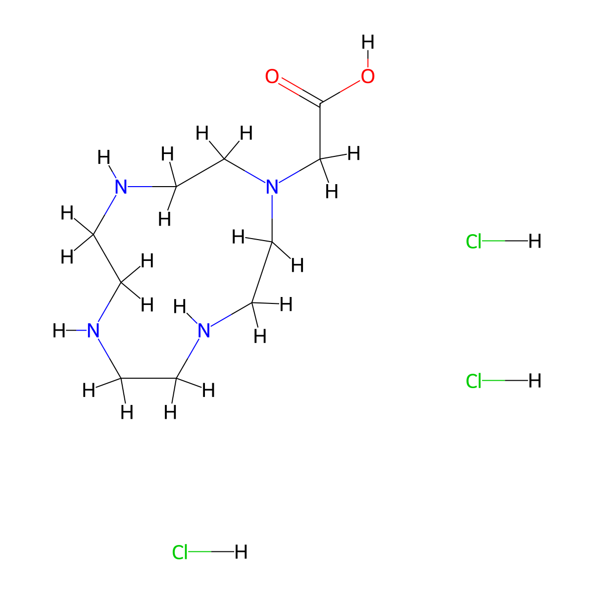 2-(1,4,7,10-Tetraazacyclododecan-1-yl)acetic acid trihydrochloride molecular structure, CAS 2137629-28-6