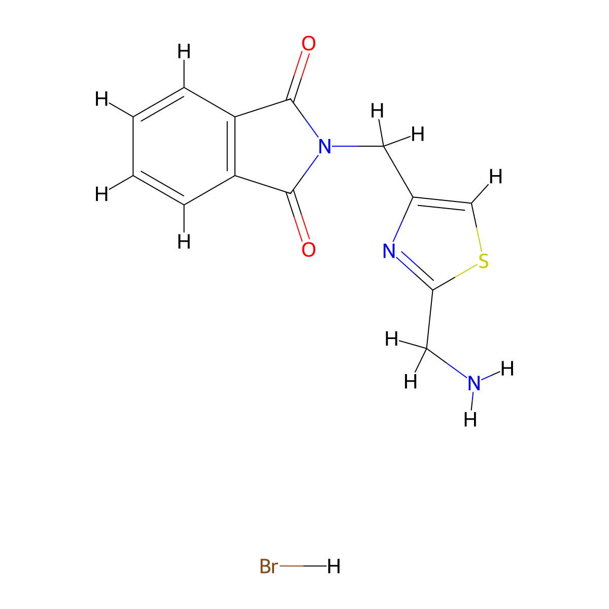 2-{[2-(aminomethyl)-1,3-thiazol-4-yl]methyl}-2,3-dihydro-1H-isoindole-1,3-dione hydrobromide molecular structure, CAS 2137629-31-1