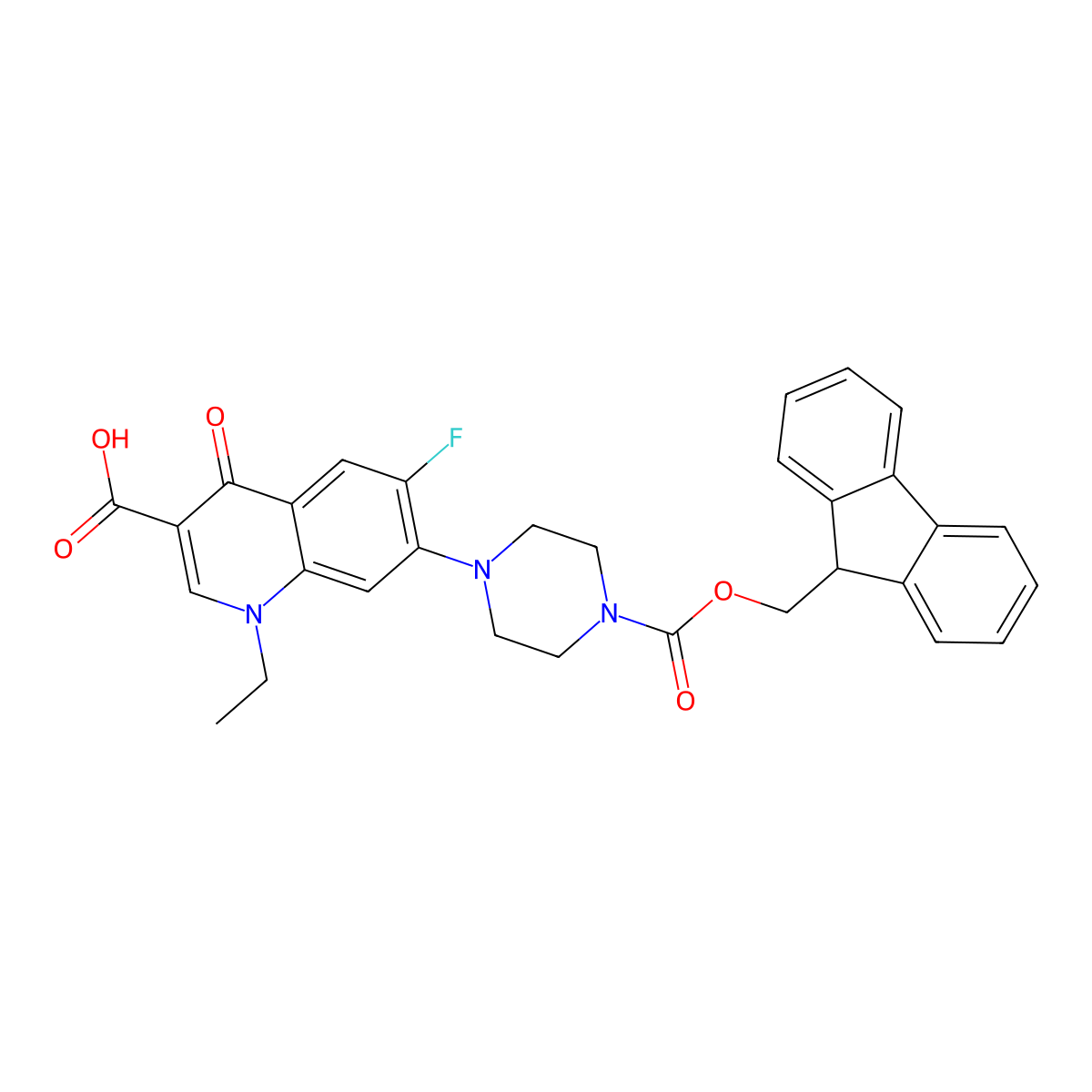 1-ethyl-7-(4-{[(9H-fluoren-9-yl)methoxy]carbonyl}piperazin-1-yl)-6-fluoro-4-oxo-1,4-dihydroquinoline-3-carboxylic acid molecular structure, CAS 2137629-32-2