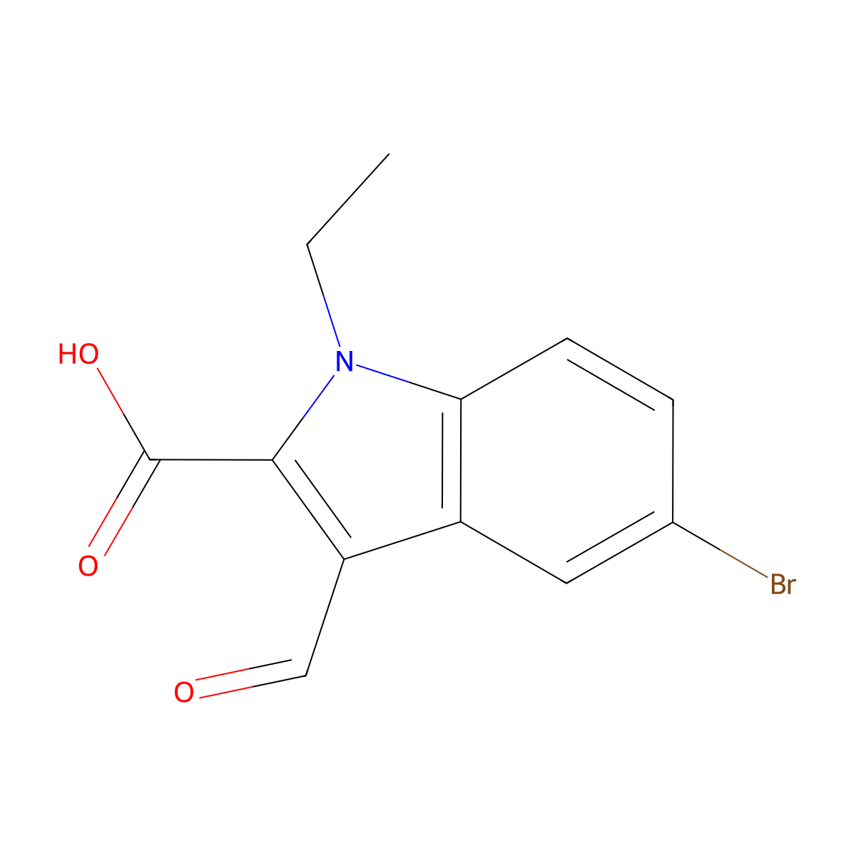 5-bromo-1-ethyl-3-formyl-1H-indole-2-carboxylic acid molecular structure, CAS 2137629-33-3