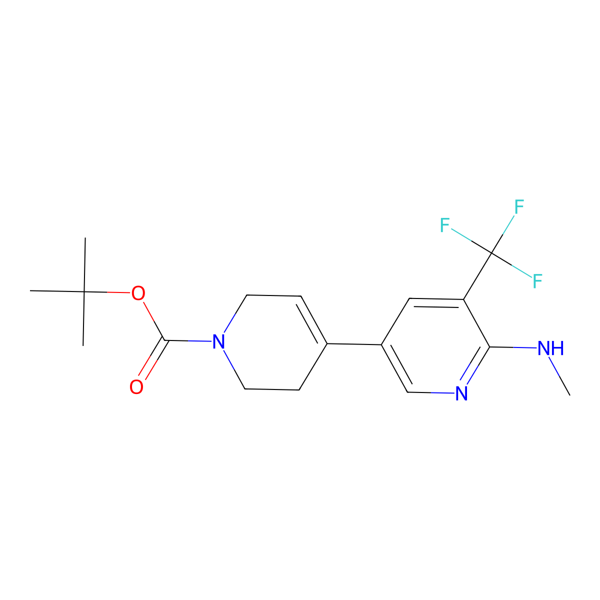 Tert-butyl 4-[6-(methylamino)-5-(trifluoromethyl)pyridin-3-yl]-1,2,3,6-tetrahydropyridine-1-carboxylate molecular structure, CAS 2137629-78-6