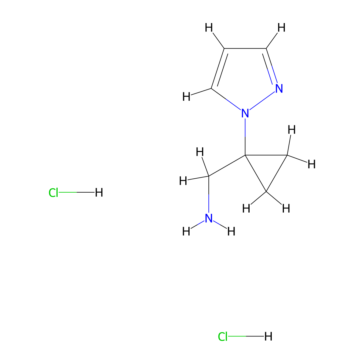 [1-(1H-pyrazol-1-yl)cyclopropyl]methanamine dihydrochloride molecular structure, CAS 2137630-26-1