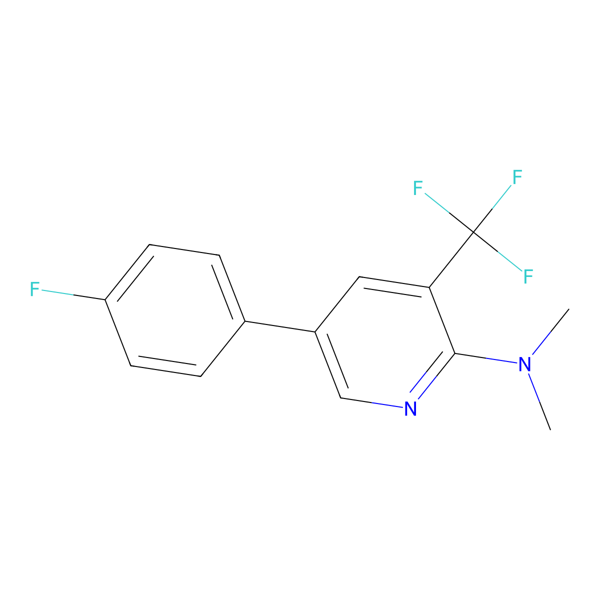 5-(4-fluorophenyl)-N,N-dimethyl-3-(trifluoromethyl)pyridin-2-amine molecular structure, CAS 2137630-57-8