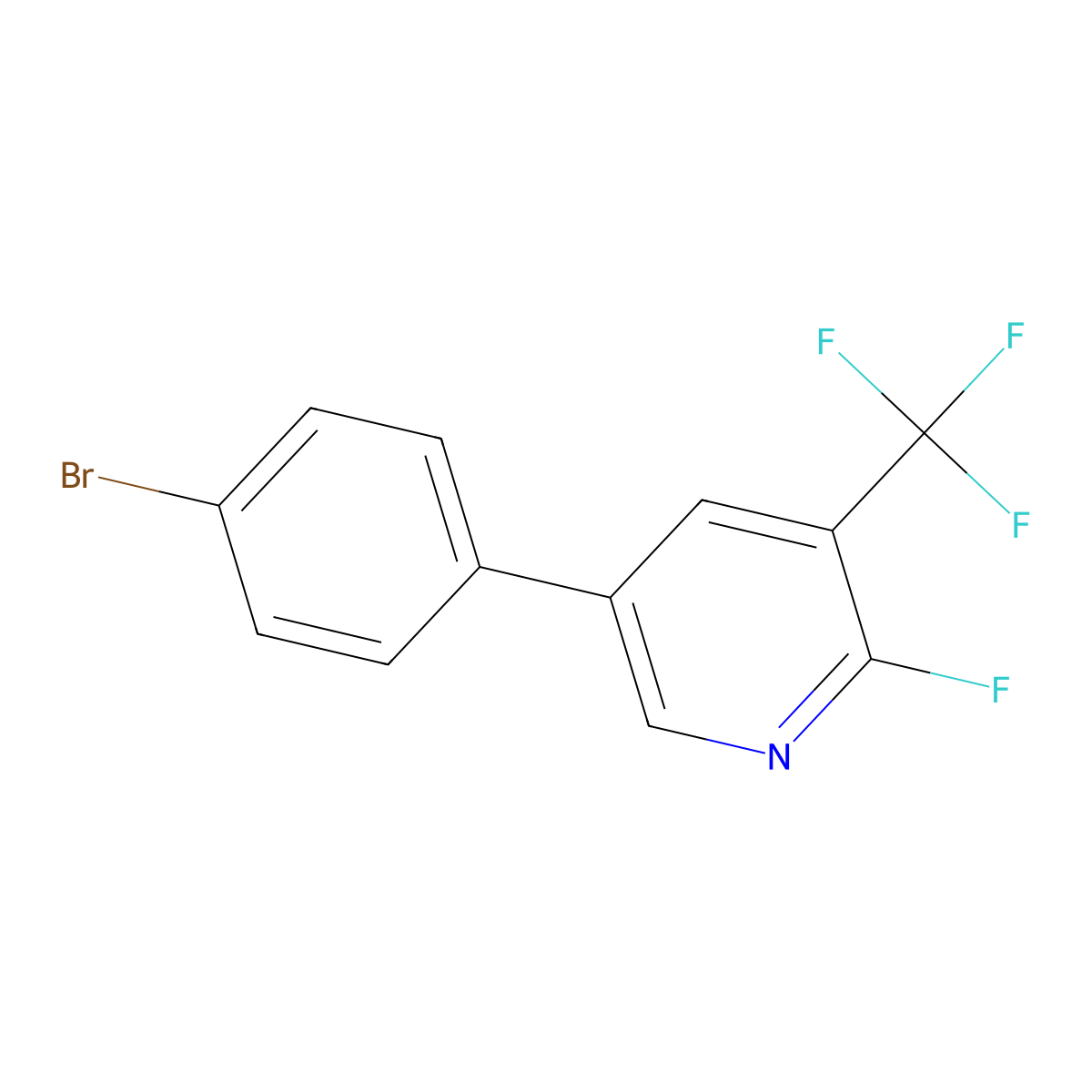 5-(4-Bromophenyl)-2-fluoro-3-(trifluoromethyl)pyridine molecular structure, CAS 2137630-63-6