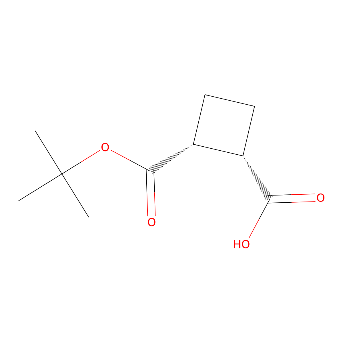 rac-(1R,2S)-2-[(tert-butoxy)carbonyl]cyclobutane-1-carboxylic acid molecular structure, CAS 2137630-70-5