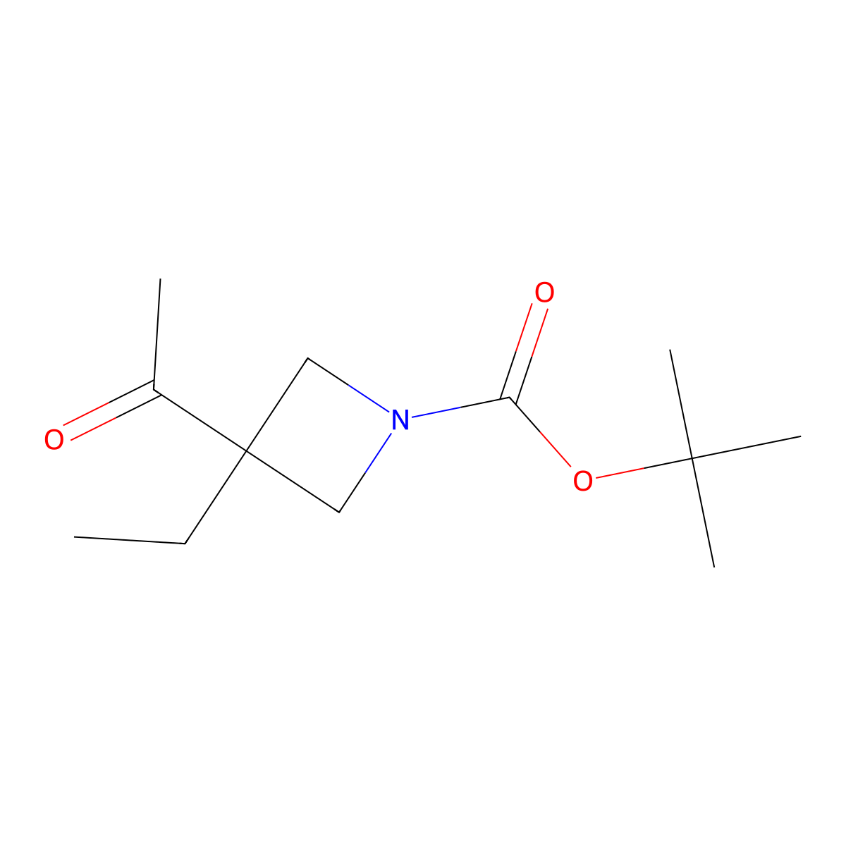 Tert-butyl 3-acetyl-3-ethylazetidine-1-carboxylate molecular structure, CAS 2137630-83-0