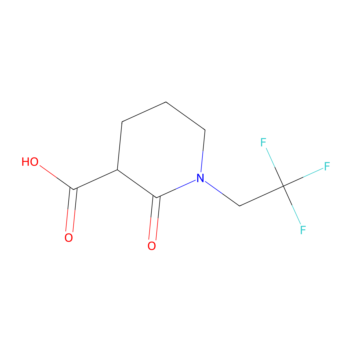 2-Oxo-1-(2,2,2-trifluoroethyl)piperidine-3-carboxylic acid molecular structure, CAS 2137631-10-6