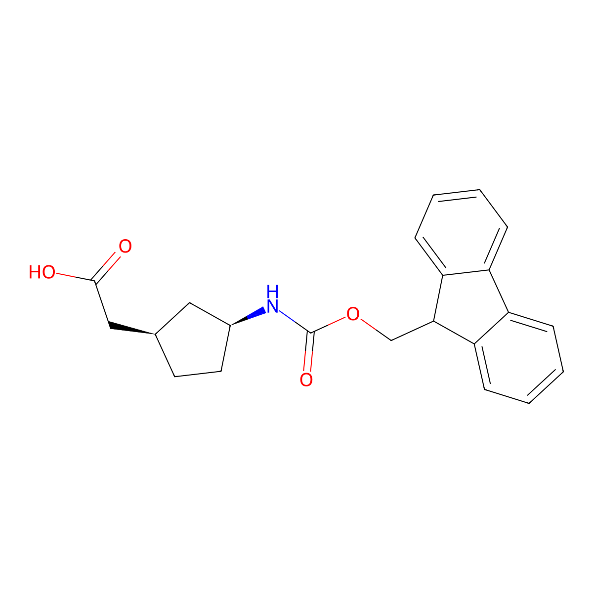 rac-2-[(1R,3S)-3-({[(9H-fluoren-9-yl)methoxy]carbonyl}amino)cyclopentyl]acetic acid molecular structure, CAS 2137631-73-1