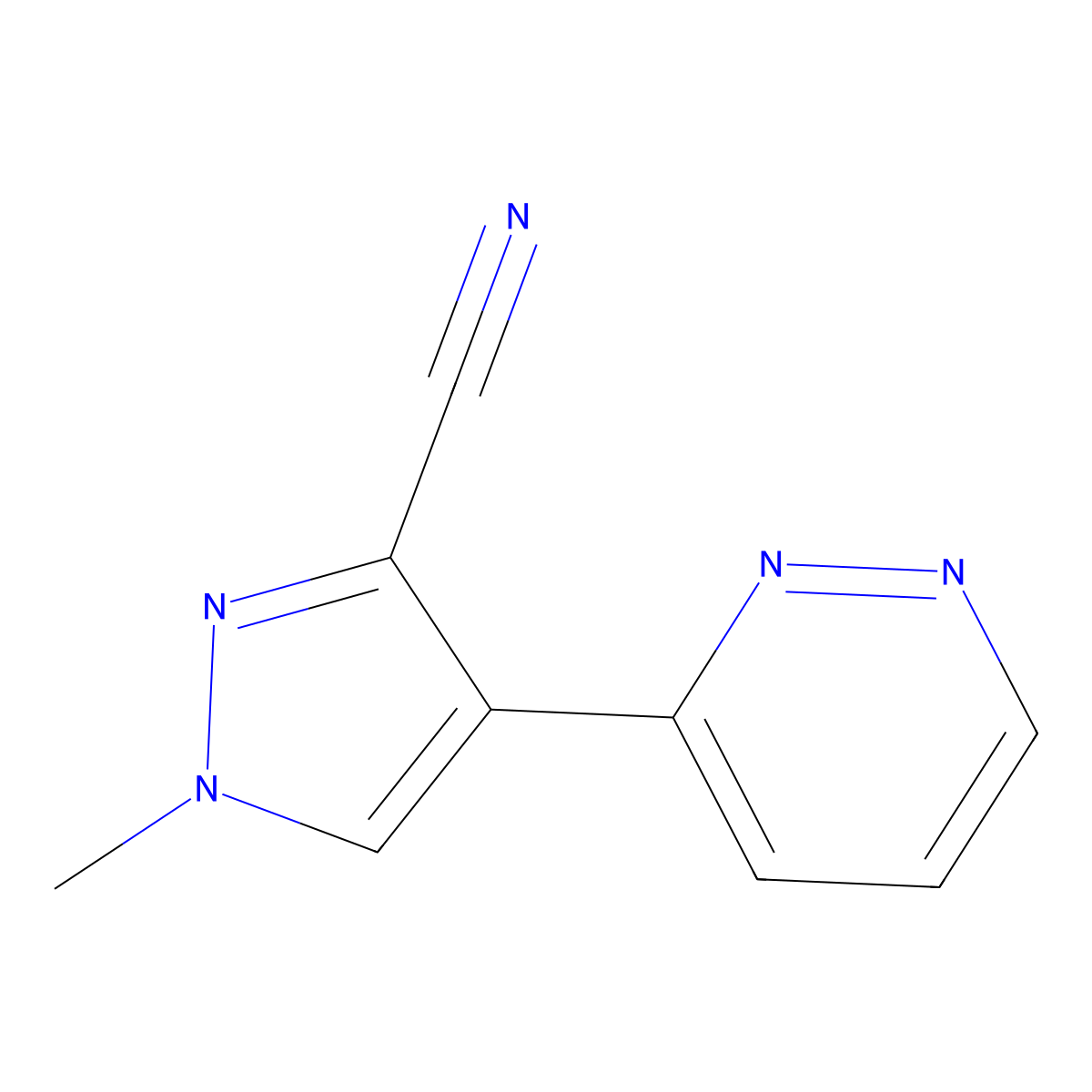 1-methyl-4-(pyridazin-3-yl)-1H-pyrazole-3-carbonitrile molecular structure, CAS 2137632-08-5