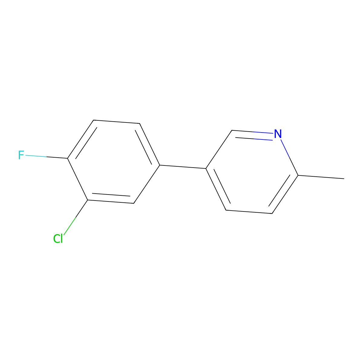5-(3-Chloro-4-fluorophenyl)-2-methylpyridine molecular structure, CAS 2137635-30-2