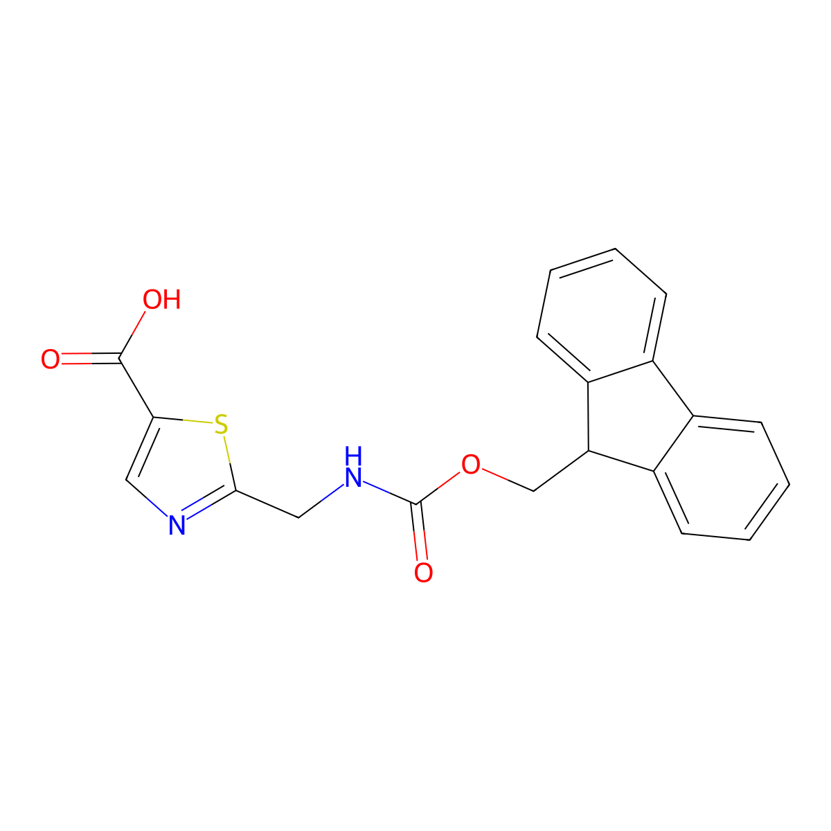 2-(((((9H-Fluoren-9-yl)methoxy)carbonyl)amino)methyl)thiazole-5-carboxylic acid molecular structure, CAS 2137636-91-8