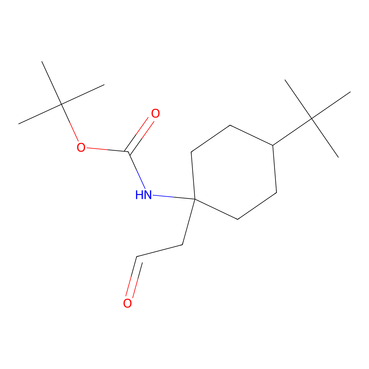 tert-butyl N-(4-tert-butyl-1-(2-oxoethyl)cyclohexyl)carbamate molecular structure, CAS 2137637-27-3
