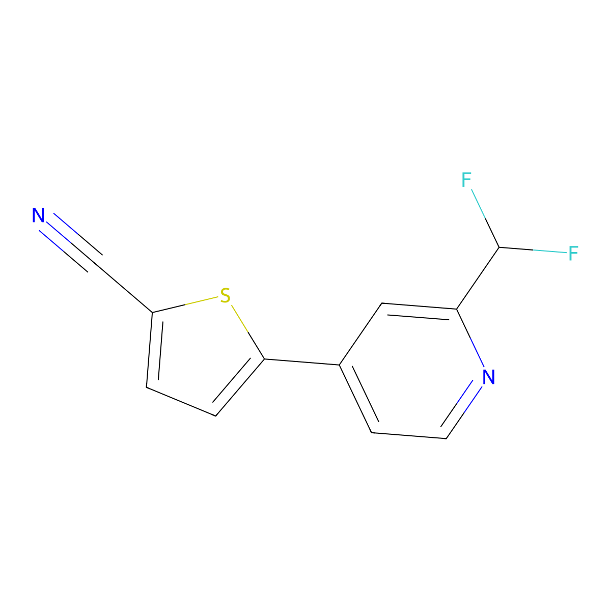 5-[2-(Difluoromethyl)pyridin-4-yl]thiophene-2-carbonitrile molecular structure, CAS 2137638-08-3