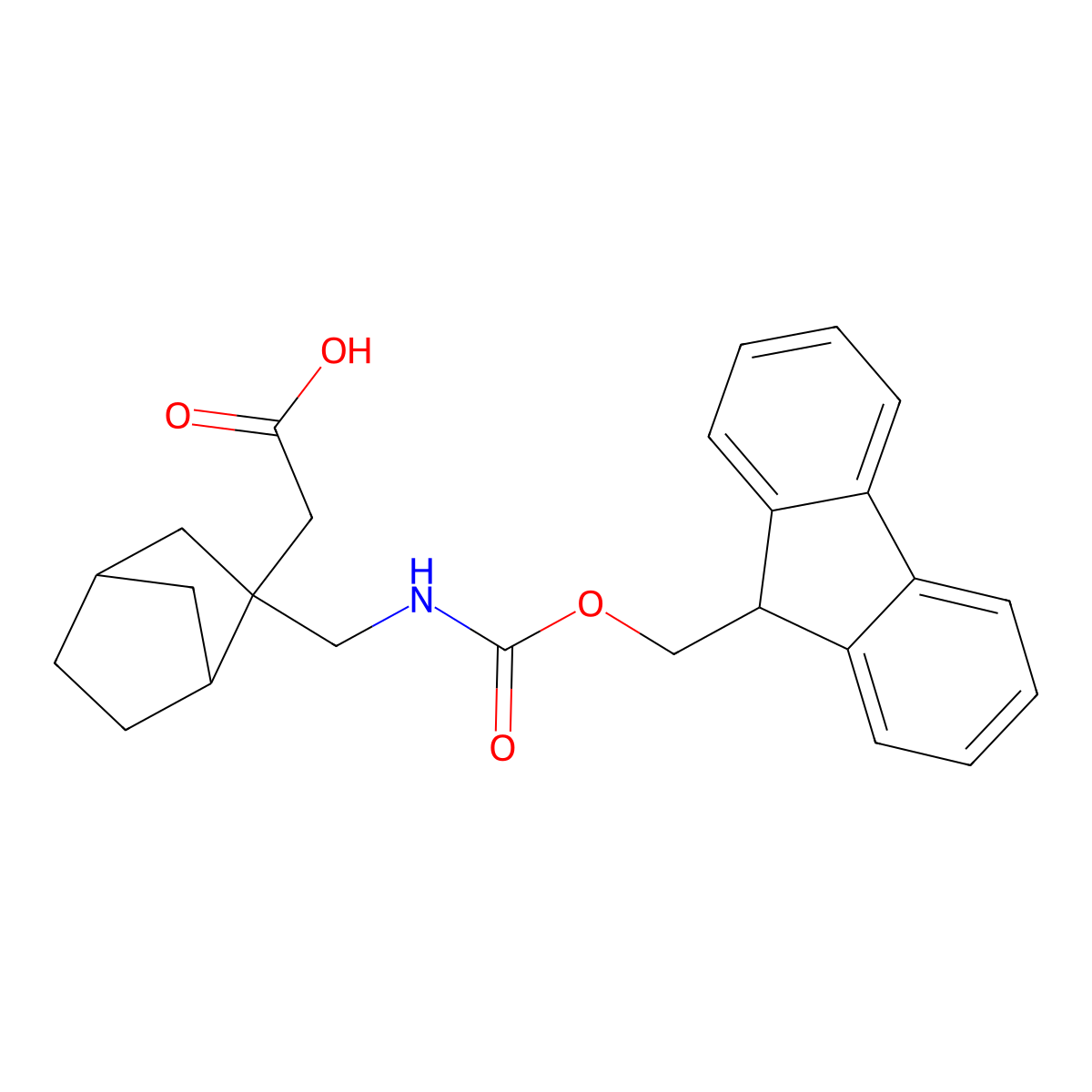 2-{2-[({[(9H-fluoren-9-yl)methoxy]carbonyl}amino)methyl]bicyclo[2.2.1]heptan-2-yl}acetic acid molecular structure, CAS 2137638-44-7