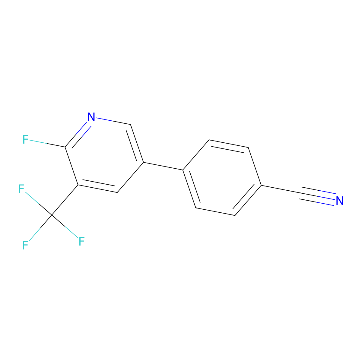 4-[6-Fluoro-5-(trifluoromethyl)pyridin-3-yl]benzonitrile molecular structure, CAS 2137638-84-5