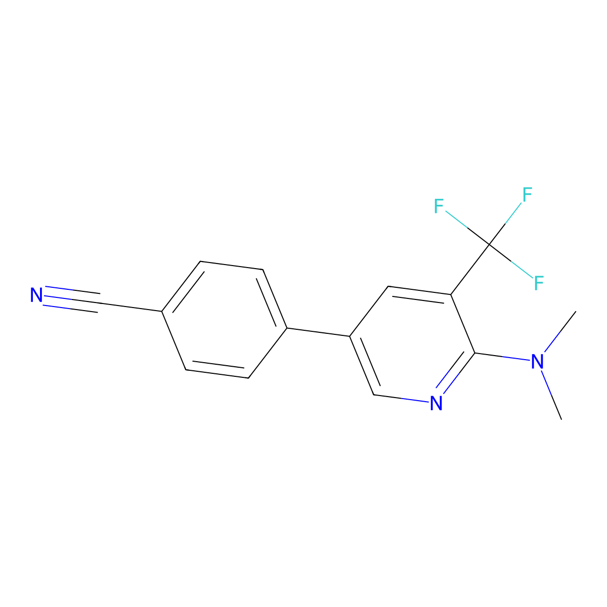 4-[6-(Dimethylamino)-5-(trifluoromethyl)pyridin-3-yl]benzonitrile molecular structure, CAS 2137638-90-3