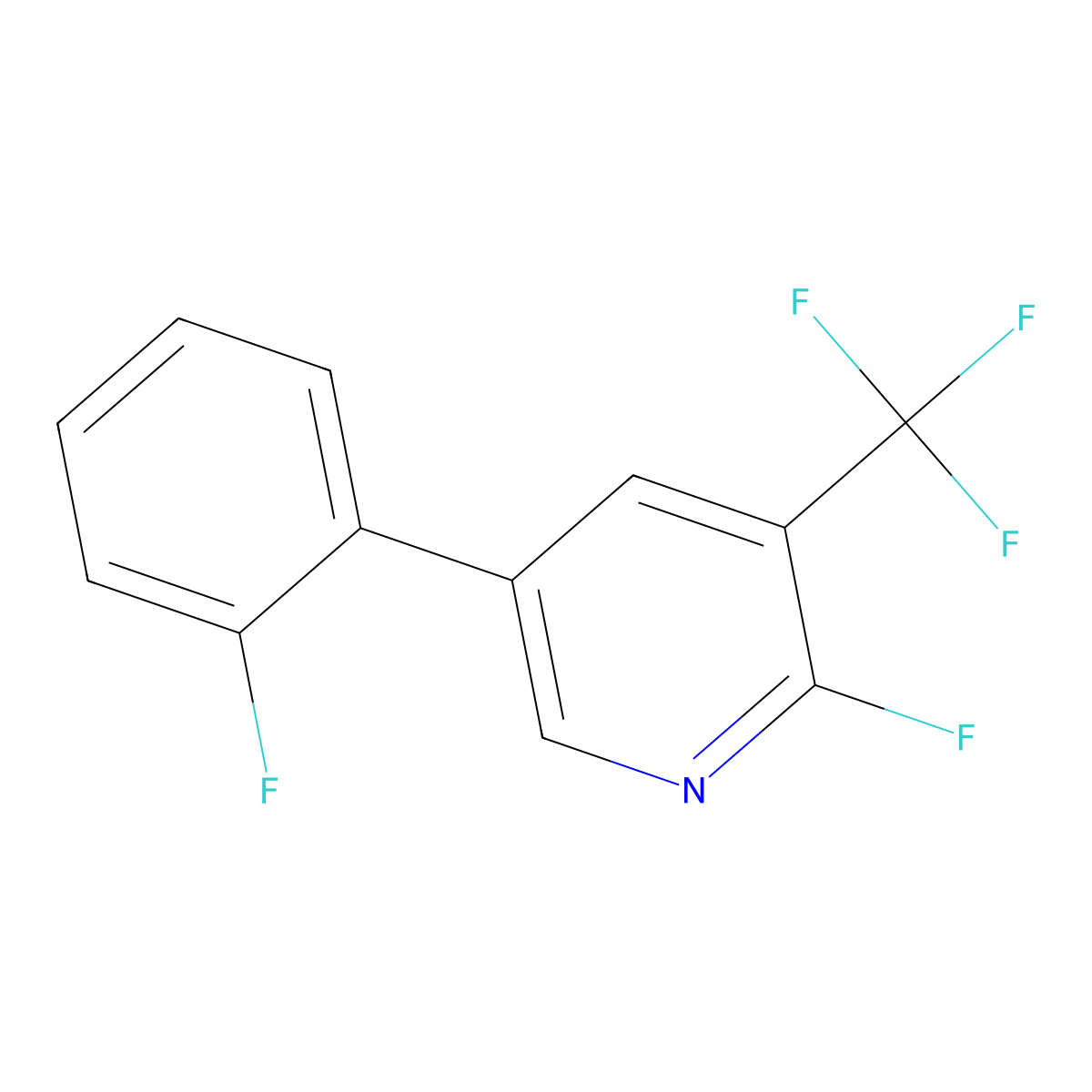 2-Fluoro-5-(2-fluorophenyl)-3-(trifluoromethyl)pyridine molecular structure, CAS 2137638-93-6