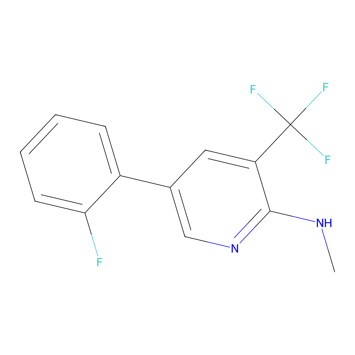 5-(2-fluorophenyl)-N-methyl-3-(trifluoromethyl)pyridin-2-amine molecular structure, CAS 2137638-98-1
