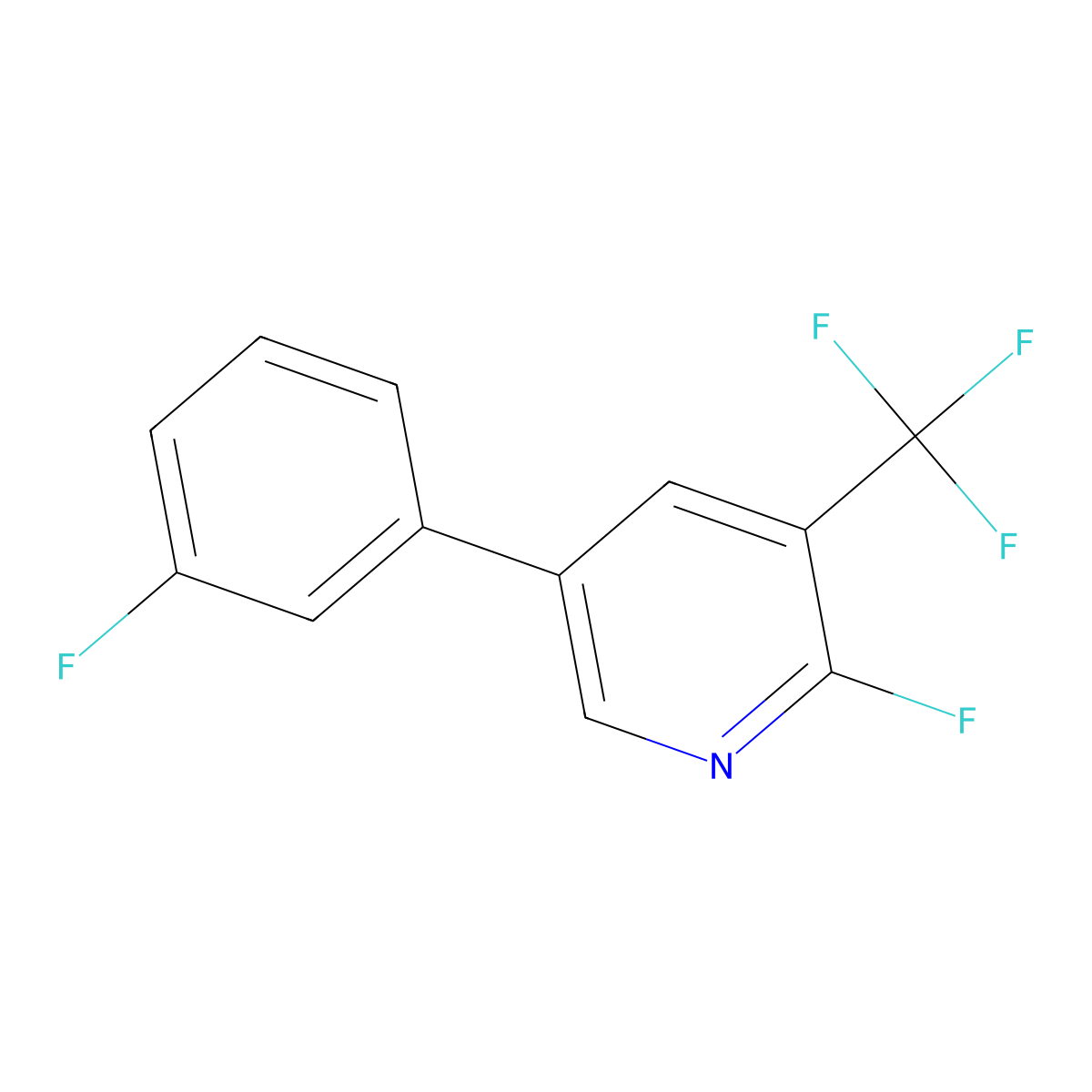 2-Fluoro-5-(3-fluorophenyl)-3-(trifluoromethyl)pyridine molecular structure, CAS 2137639-03-1