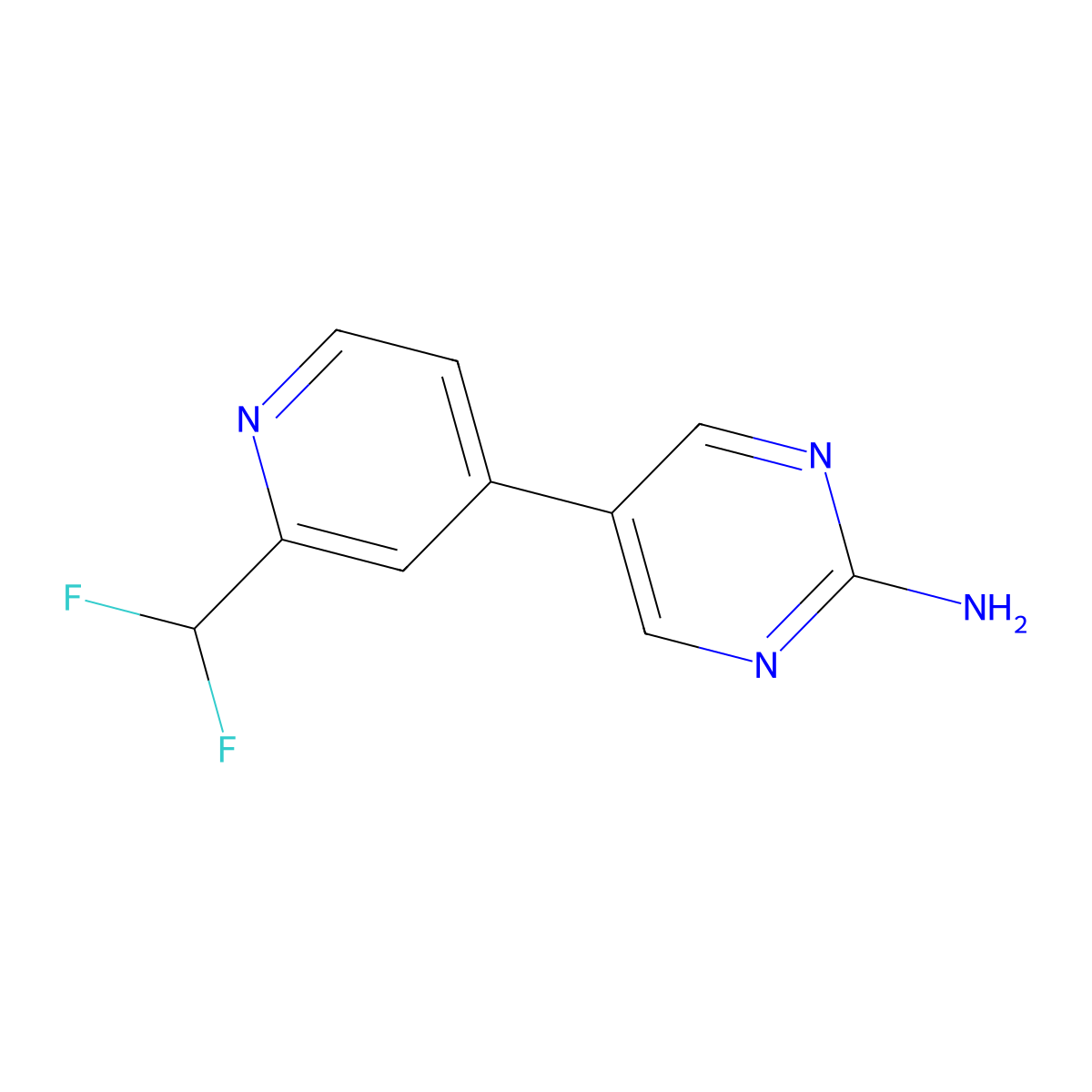 5-[2-(Difluoromethyl)pyridin-4-yl]pyrimidin-2-amine molecular structure, CAS 2137639-27-9