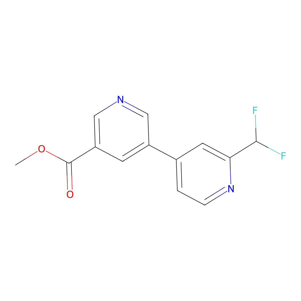 Methyl 5-[2-(difluoromethyl)pyridin-4-yl]pyridine-3-carboxylate molecular structure, CAS 2137639-32-6