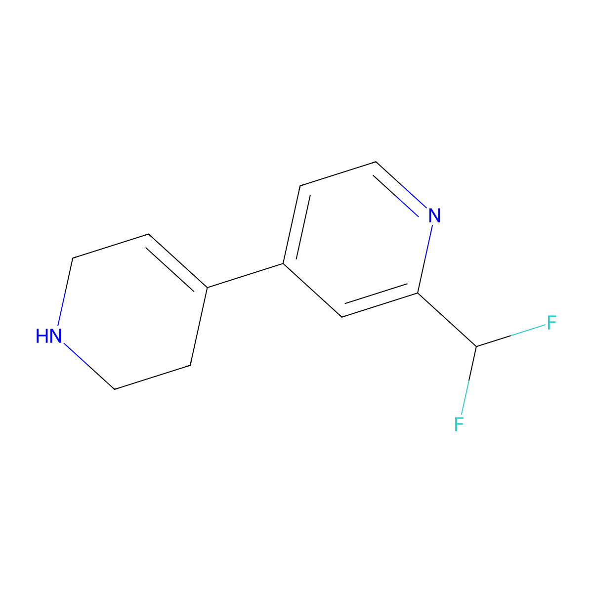 2-(Difluoromethyl)-4-(1,2,3,6-tetrahydropyridin-4-yl)pyridine molecular structure, CAS 2137639-38-2