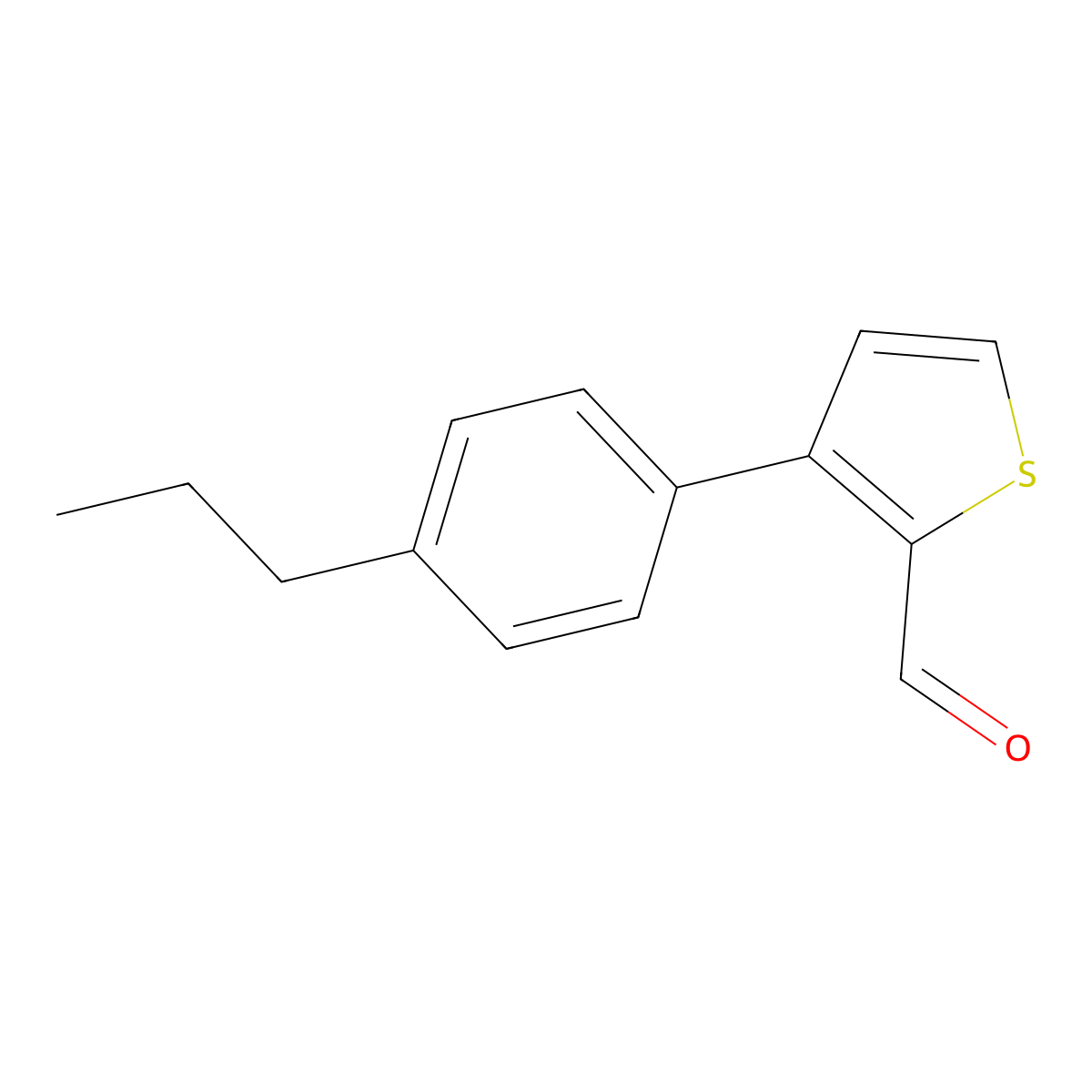 3-(4-Propylphenyl)thiophene-2-carbaldehyde molecular structure, CAS 2137639-61-1