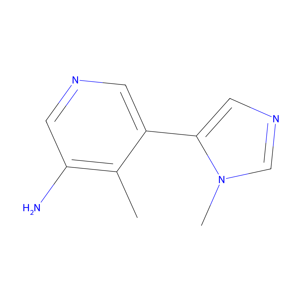 4-methyl-5-(1-methyl-1H-imidazol-5-yl)pyridin-3-amine molecular structure, CAS 2137639-92-8