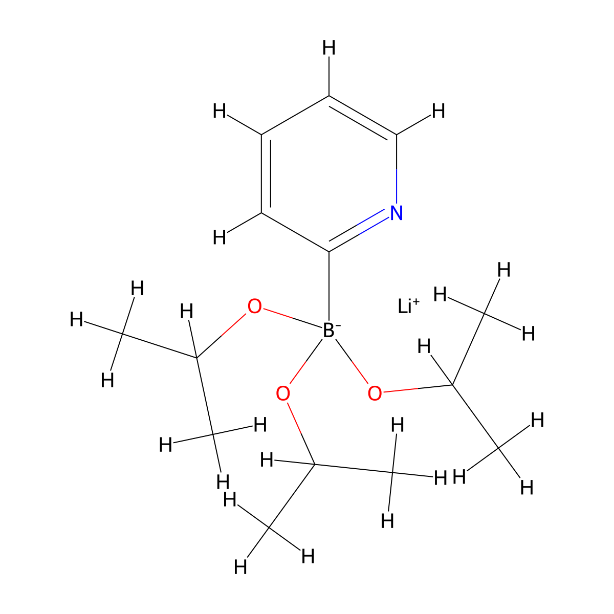 Lithium tris(propan-2-olato)(pyridin-2-yl)borate(1-) molecular structure, CAS 213764-22-8