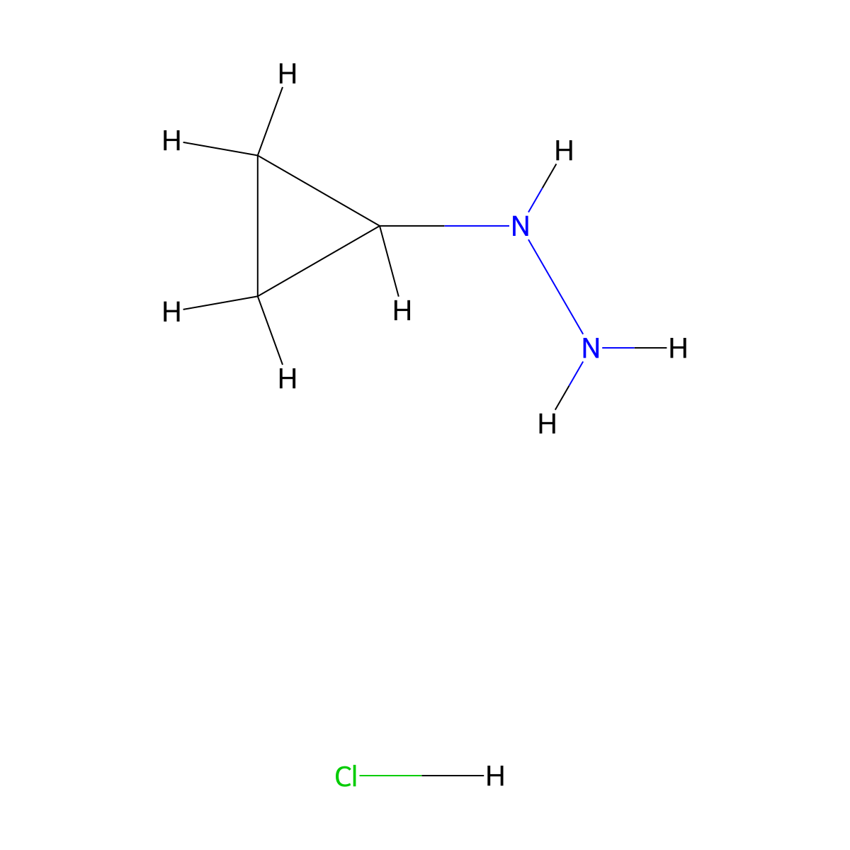 Hydrazine, cyclopropyl-, hydrochloride (1:1) molecular structure, CAS 213764-25-1