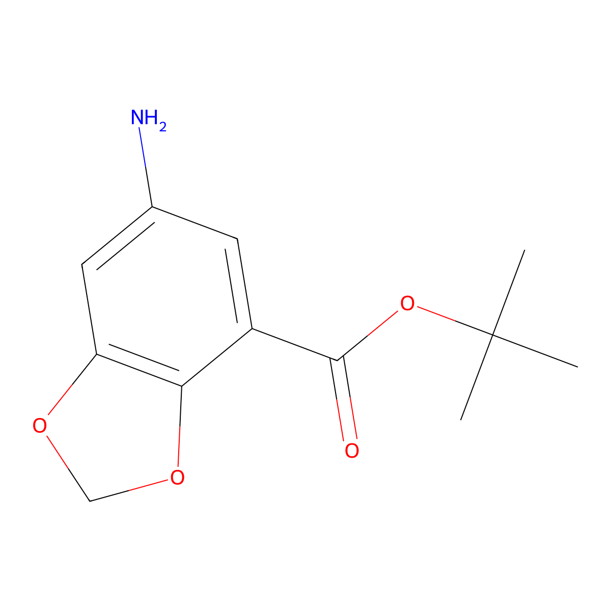 Tert-butyl 6-amino-1,3-dioxaindane-4-carboxylate molecular structure, CAS 2137640-04-9